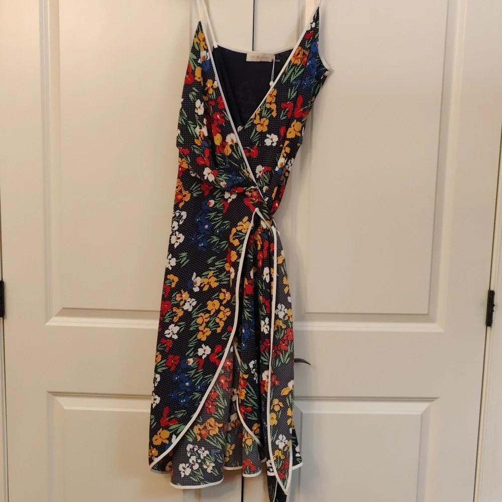 Tori Burch Navy Iris Garden Grotto Wrap Dress
